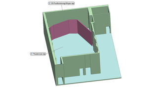 3D-Positionierungs-Körper im Theatersaal-Modell