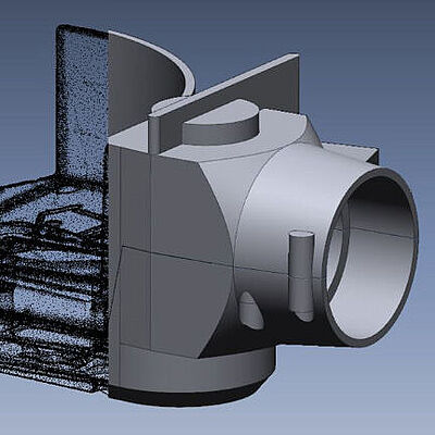 Kunststoffgehäuse Winkelschleifer - Reverse Engineering - Schnittdarstellung Punktwolke / 3D-CAD-Daten 