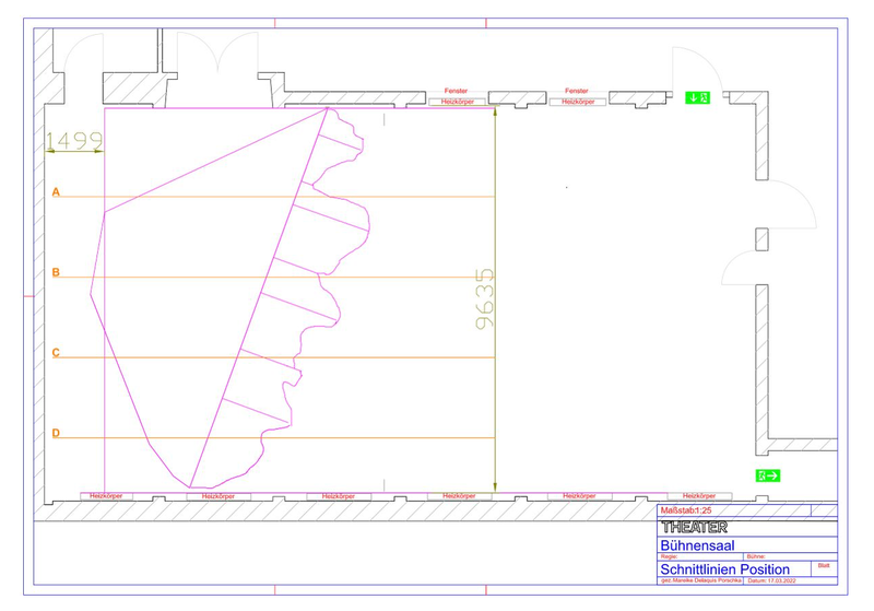 2D-Grundrissplan des Theatersaals