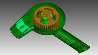 Reverse Engineering - Haartrockner Gehäuse  - virtueller Zusammenbau 5 Bauteile